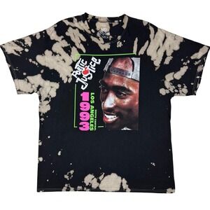 Poetic Justice Tupac Graphic T-Shirt Men XL Black Bleach Tie Dye 2Pac Tee Grunge